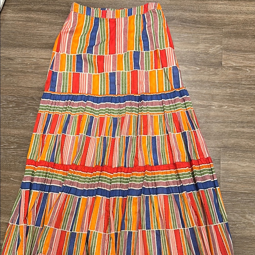 Farm Rio Colorful Striped Maxi Skirt